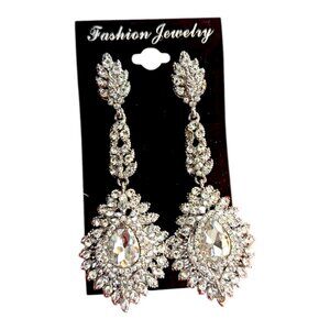 Rhinestone Chandelier Dangle Earrings Crystal Cubic Zirconia  Homecoming Prom